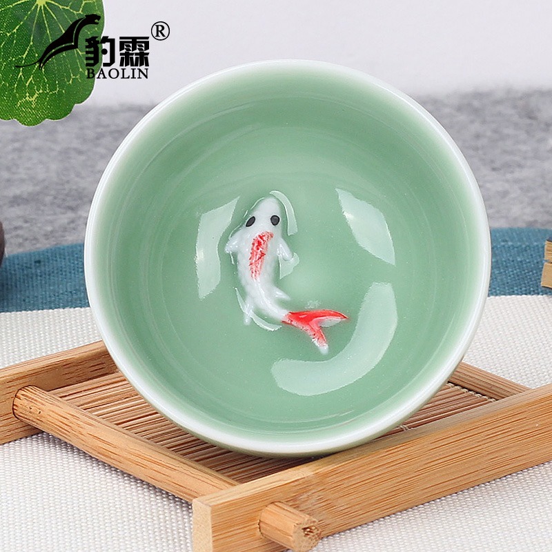 青瓷汝窯冰裂功夫小茶杯陶瓷茶盞茶碗家用紫砂單個品茗杯泡茶-細節圖3