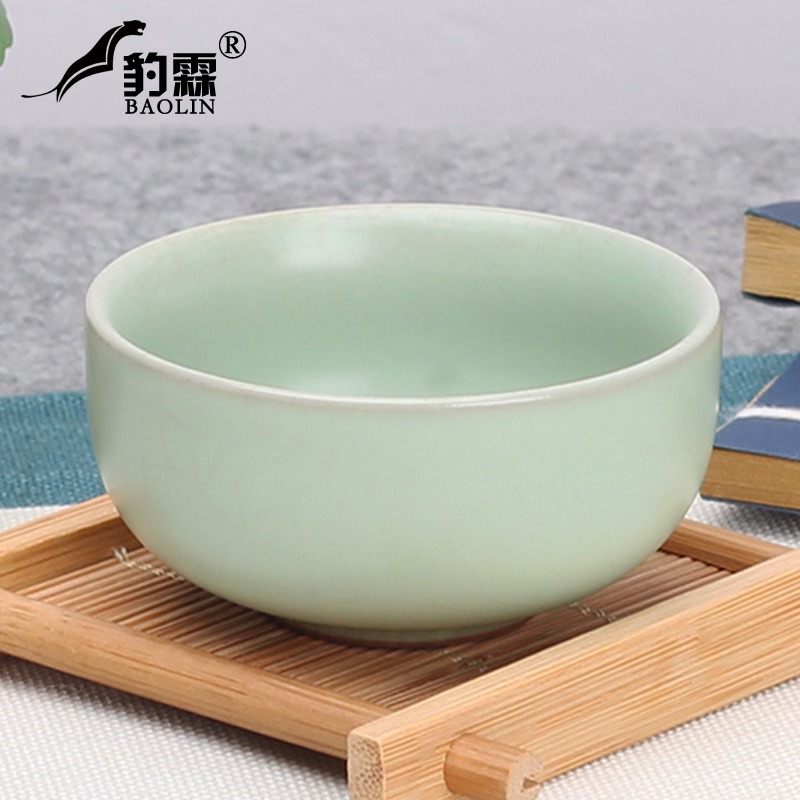 青瓷汝窯冰裂功夫小茶杯陶瓷茶盞茶碗家用紫砂單個品茗杯泡茶-細節圖4