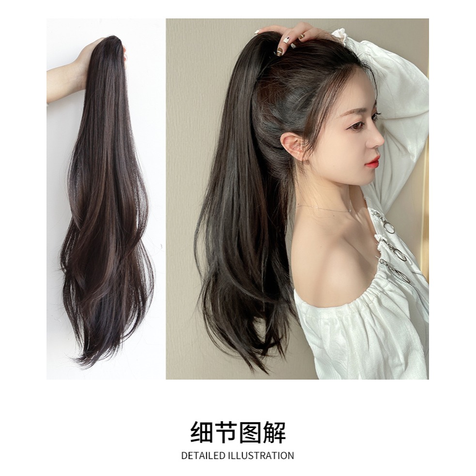 假發女卷發抓夾式高馬尾 仿真發假辮子網紅微卷馬尾辮自然假發尾-細節圖9