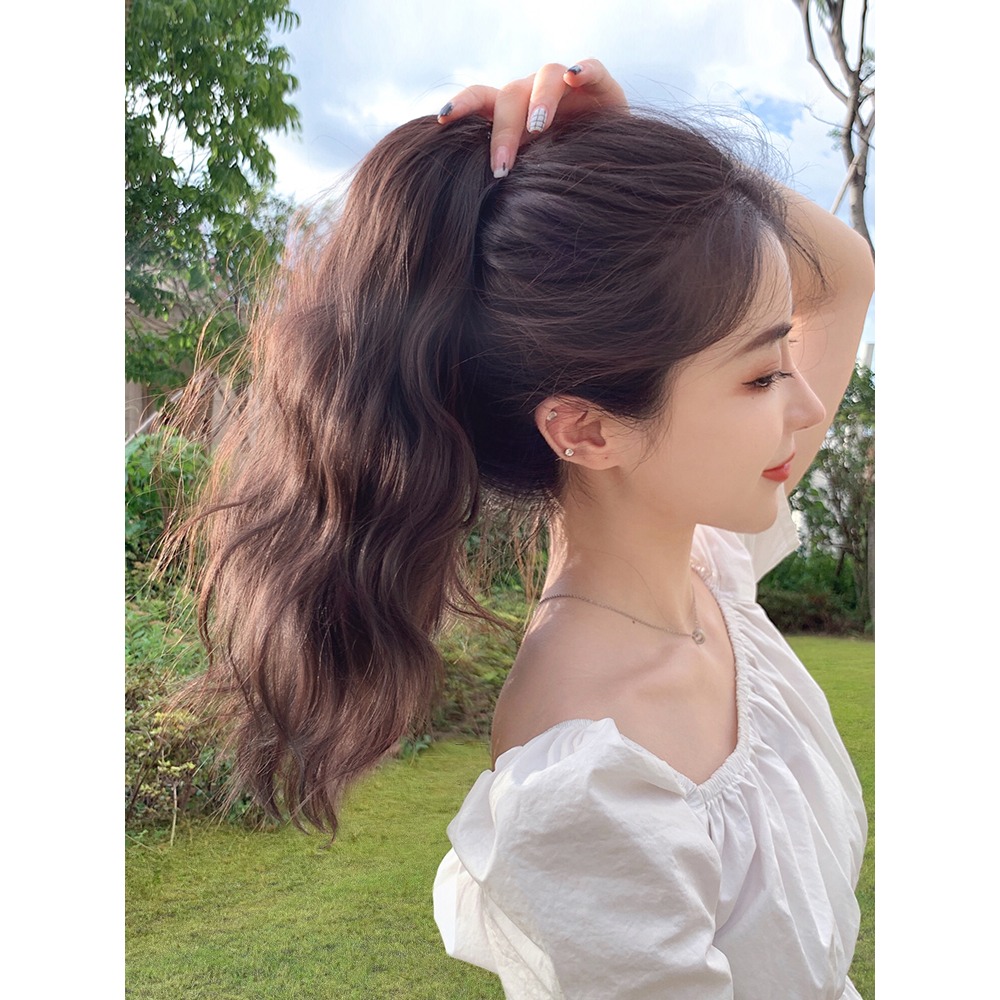 雲朵燙短馬尾 假發女短款網紅高馬尾梨花捲假馬尾夏抓夾卷發辮子-細節圖5
