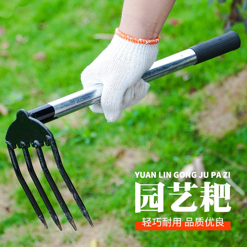 富樂皇小耙子花生鋤頭鬆土農用種花栽菜趕海工具小號釘耙翻土園藝-細節圖3