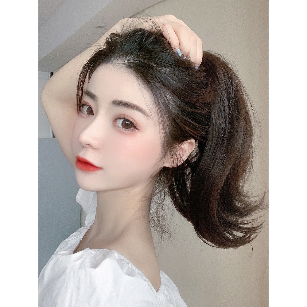 綁帶式微卷短馬尾 假發女網紅抓夾仿真發假發片可扎假馬尾辮自然-細節圖5