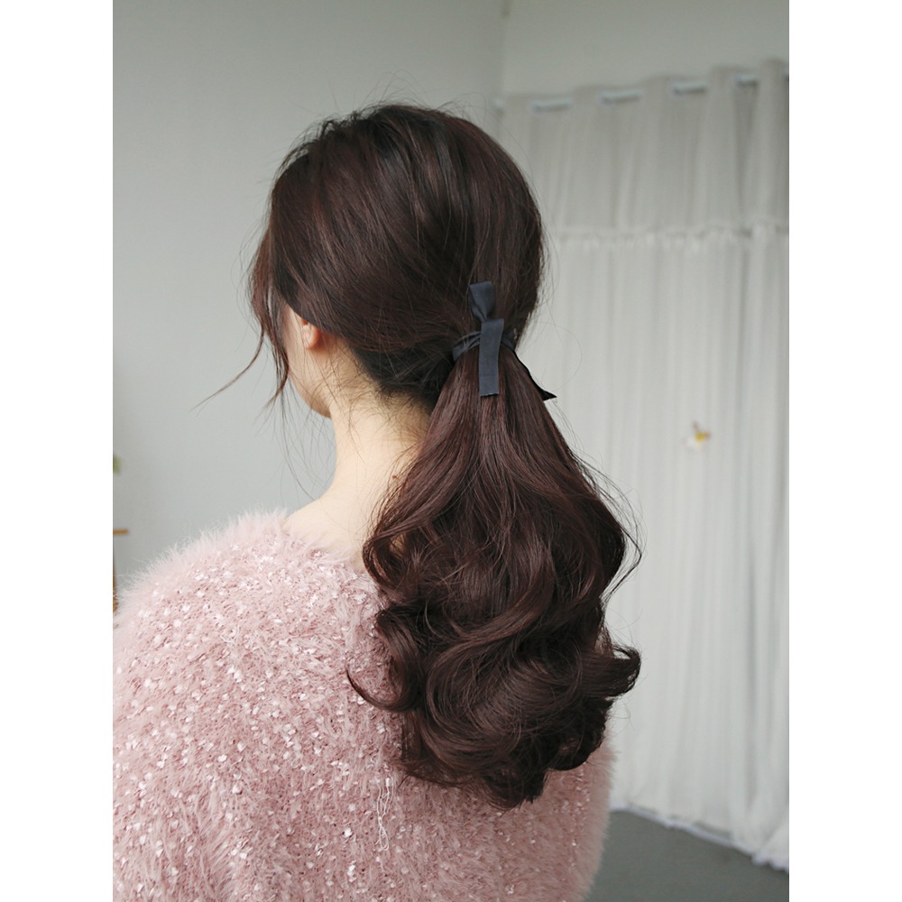 假發馬尾逼真綁帶式女生 梨花長卷發大波浪接發片仿真發低馬尾辮-細節圖3