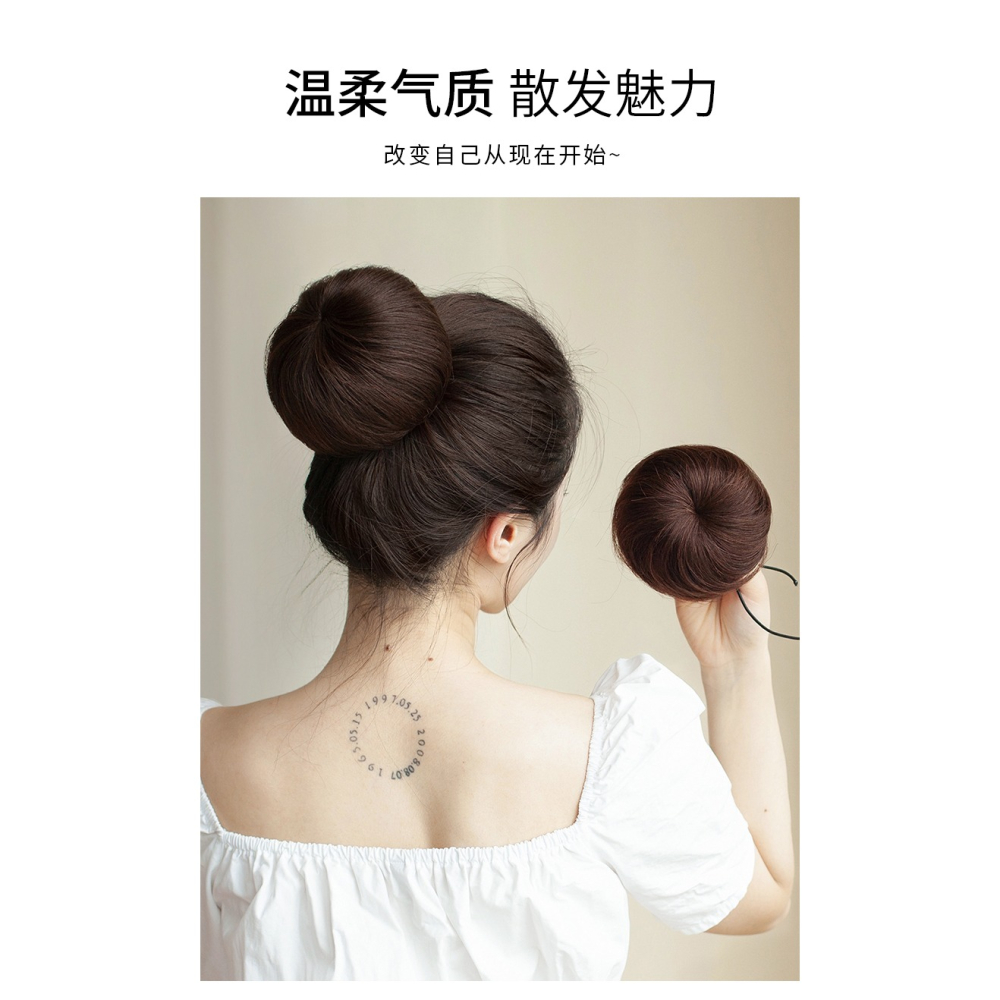 真發絲發包 韓式拉繩直發花苞丸子頭假發女 簡易發飾發圈盤發器-細節圖10