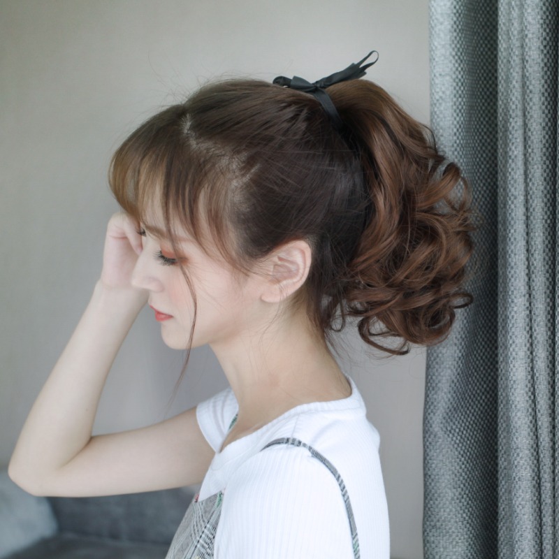 金凱麗假發馬尾短假發假發女短發短款梨花波浪卷綁帶式馬尾-細節圖9