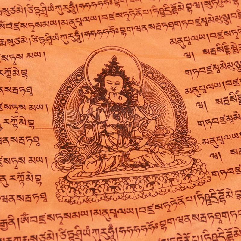 千百智經幡金剛薩埵百字明藏文佛教七色布料經旗風馬旗10米15面-細節圖2