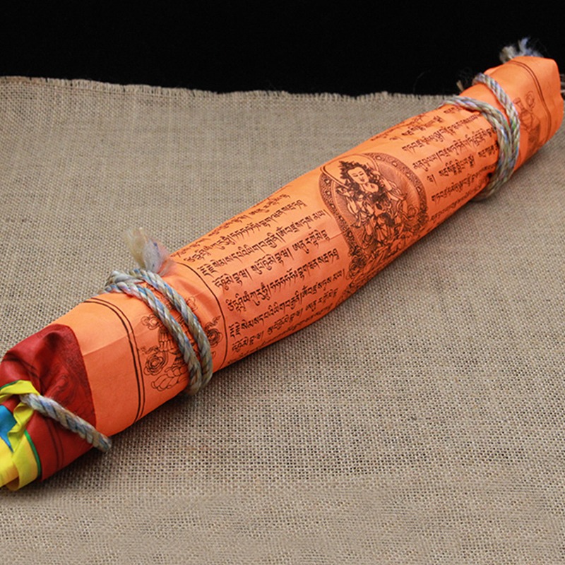 千百智經幡金剛薩埵百字明藏文佛教七色布料經旗風馬旗10米15面-細節圖4