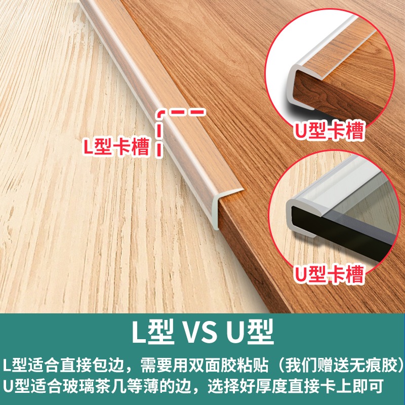 透明防撞條家用硅膠防磕碰桌邊自粘軟包u型鋼化玻璃茶幾包邊保護-細節圖3