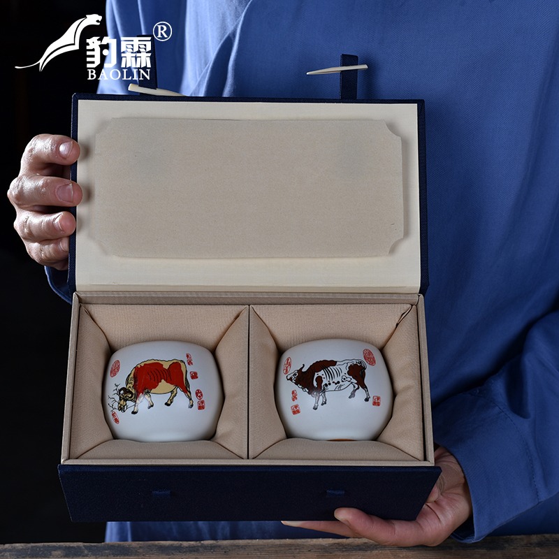新款五牛圖窯變茶杯主人杯功夫茶杯陶瓷素杯品茗杯單會議杯辦公室-細節圖5