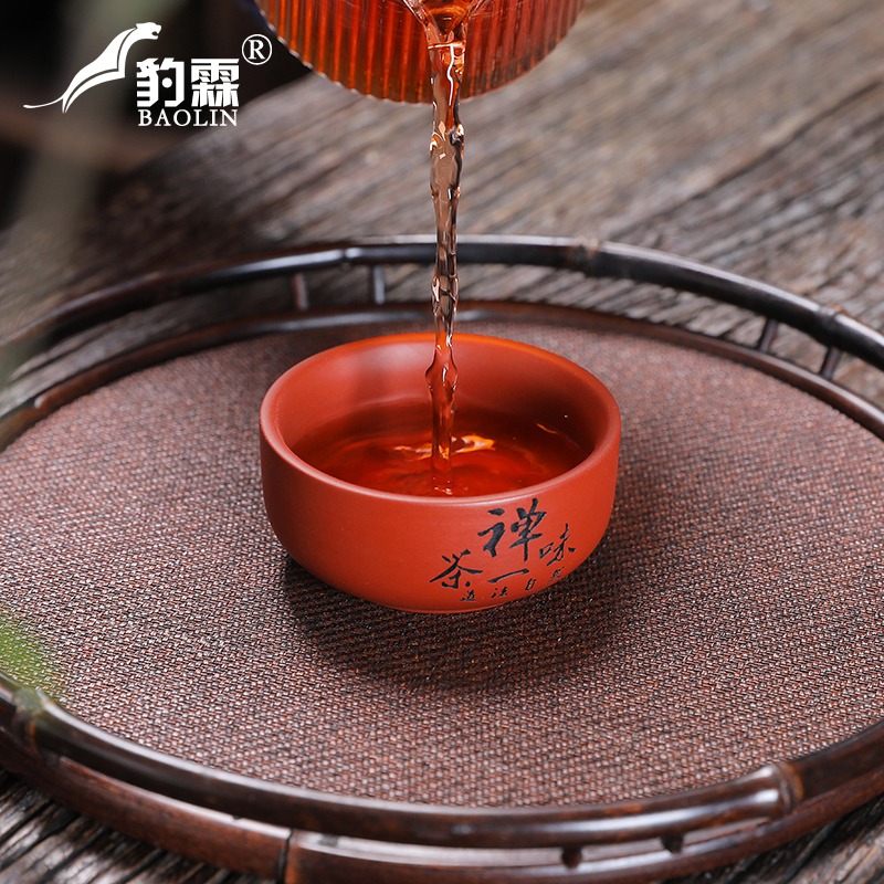 德化紫砂茶杯朱泥盞杯單個小號主人杯子高端會議杯辦公會客老闆杯-細節圖2