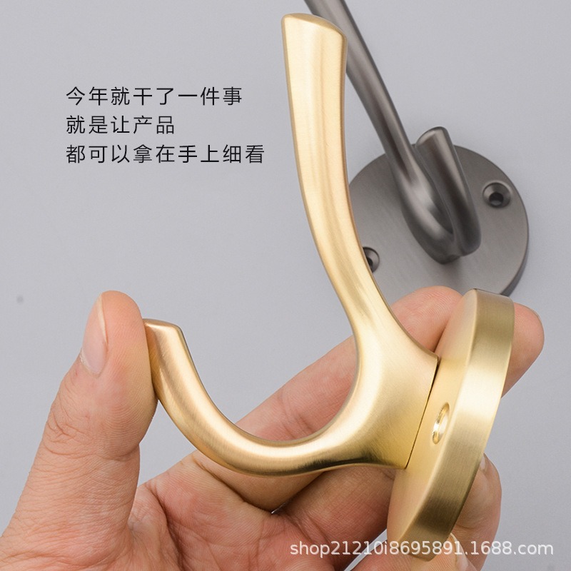 高端簡約北歐掛衣鉤銅色單個衣服帽子鉤美式黑色單鉤墻壁玄關衣鉤-細節圖2
