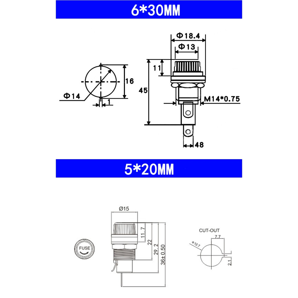 玻璃保險絲座5X20 6X30mm帶線 帶彈簧 BLX-A型 保險管夾/盒子FUSE-細節圖9