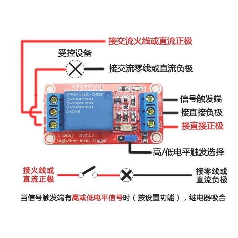 1路 12V繼電器模塊 5V繼電器模塊繼電器擴展板開發板高低電平觸發-細節圖5