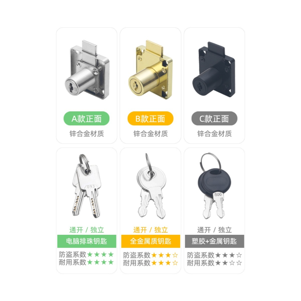 抽屜鎖櫃子鎖櫃門鎖加長家用電腦辦公桌暗裝衣櫃鎖扣卡扣鎖芯鎖具-細節圖4