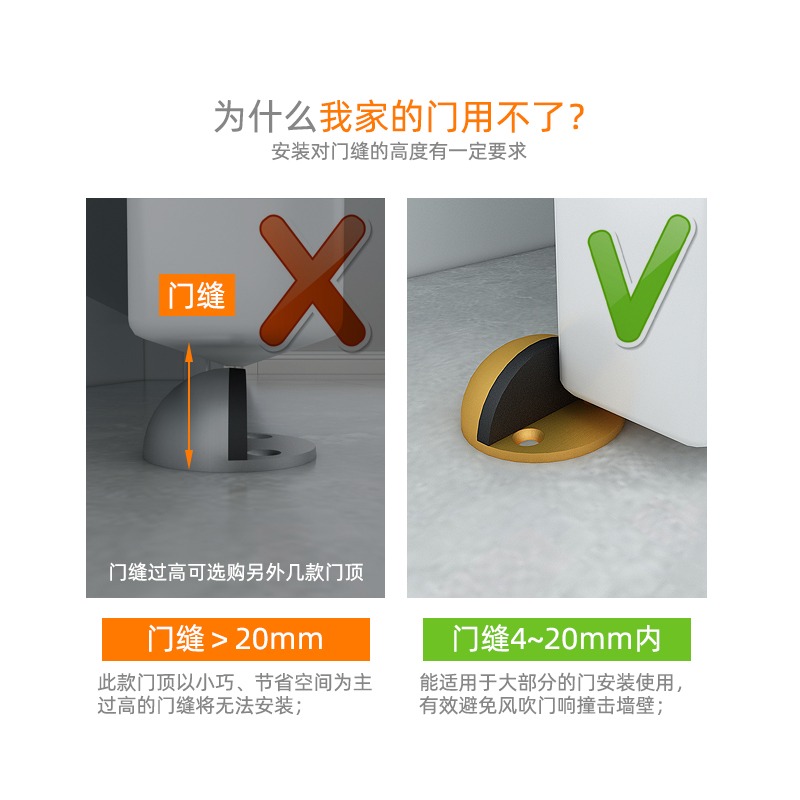 門吸免打孔新款門擋器門碰地吸門阻門檔防撞衛生間門頂硅膠靜音墊-細節圖3