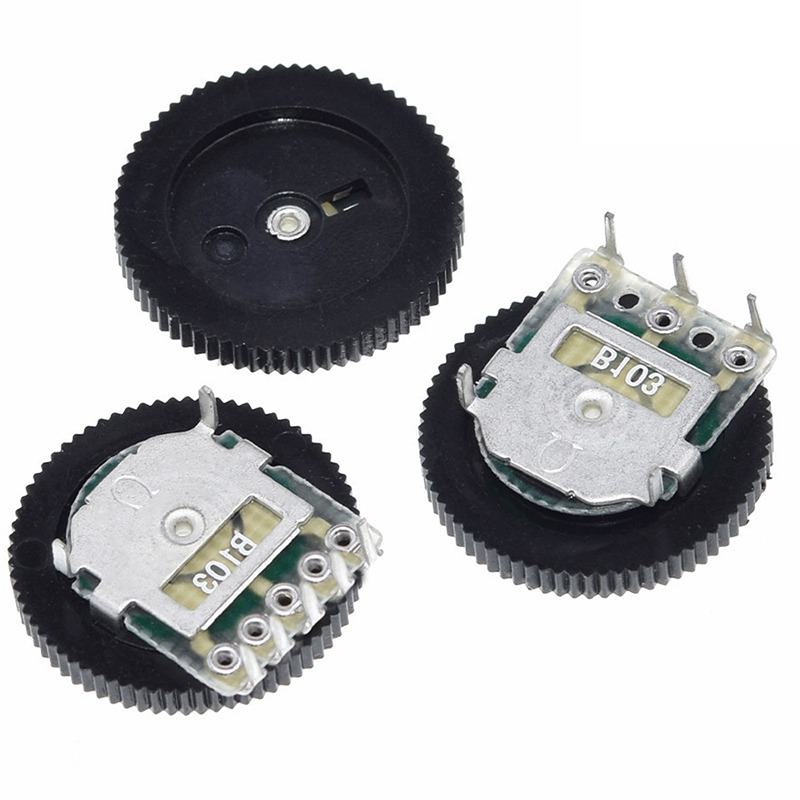 齒輪電位器 音量調節 B103 B503 10K 50K 單聯雙聯 3腳5腳 16*2MM-細節圖2