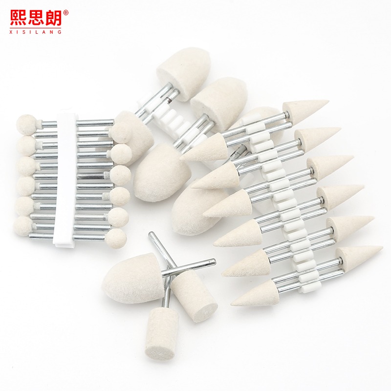 羊毛磨頭3mm柄拋光輪玻璃金屬鏡面拋光頭玉石琥珀翡翠拋光打磨頭-細節圖2