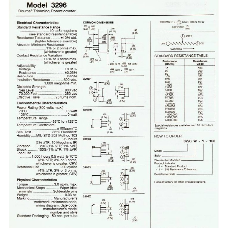 3296W電位器 可調精密電阻包 10歐-2M 17種各1個-細節圖3