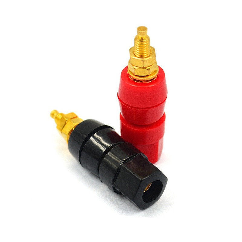 功放音響音箱喇叭電源接線柱 純銅鍍金大電流接線端子香蕉插頭座-細節圖2