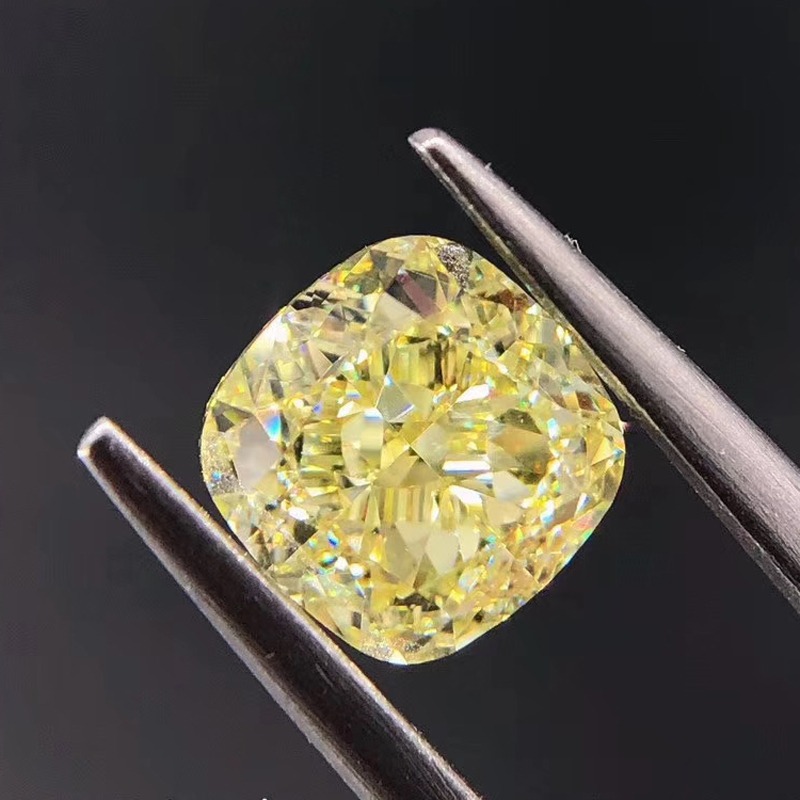 超級爆款Fancy Yellow淡黃淺黃彩鉆肥正方圓正方黃鉆裸石精品-細節圖7