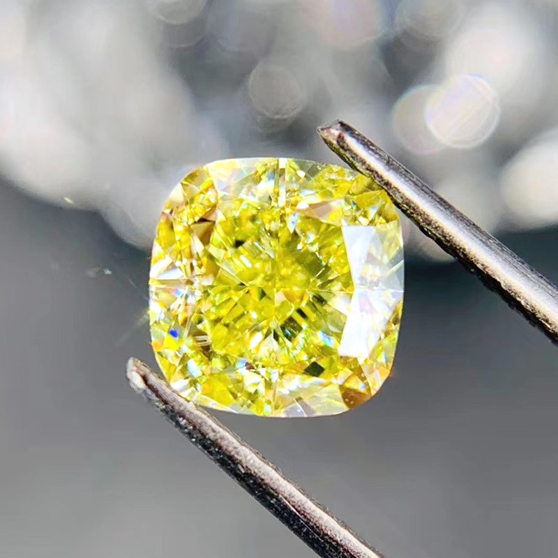 超級爆款Fancy Yellow淡黃淺黃彩鉆肥正方圓正方黃鉆裸石精品-細節圖10