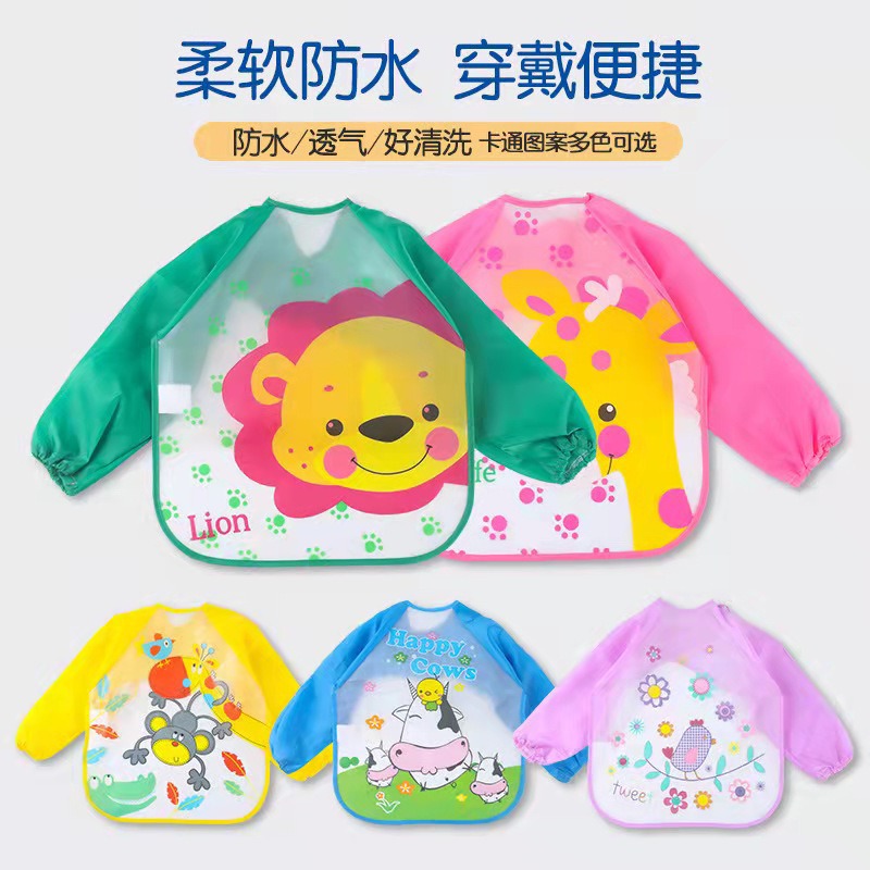 寶寶可愛食飯兜兒童圍兜罩衣兒童罩衣防水長袖反穿 2-5歲寶寶-細節圖6