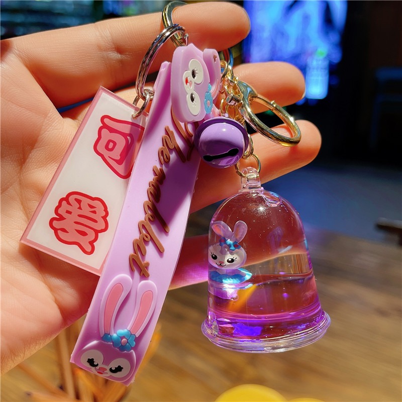 夢幻流沙小兔子鑰匙扣女可愛卡通奶茶杯漂浮瓶少女心包掛飾小禮物-細節圖2