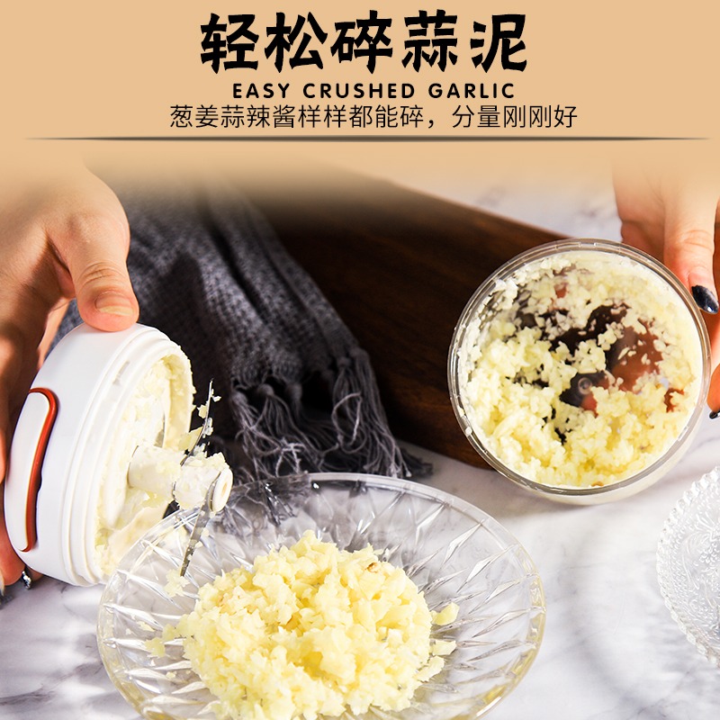 迷你搗蒜泥神器蒜蓉攪碎器家用家庭手動剝蒜絞蒜神器手拉式攪碎機-細節圖4