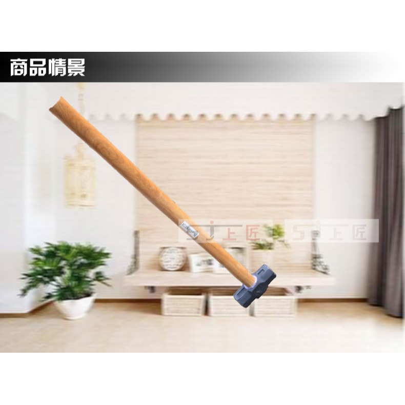 得威斯八角錘6磅 木柄石工錘頭 鐵錘 鐵榔頭 方頭錘子建築榔頭-細節圖6