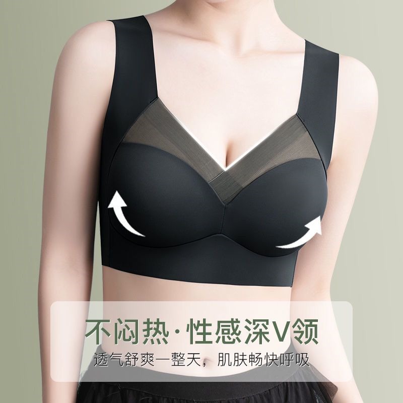 無痕冰絲性感文胸聚攏防下垂內衣女夏薄款美背心運動抹胸固定胸墊-細節圖2