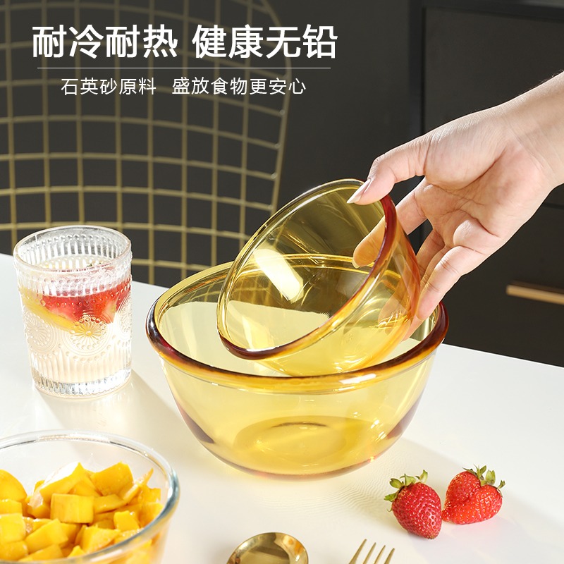 玻璃碗透明沙拉碗甜品水果蔬菜可愛網紅ins風耐高溫家用和揉麪盆-細節圖5