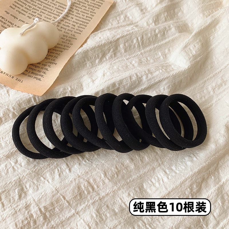 黑色20根灌裝頭繩粗簡約彩色橡皮筋高彈力耐用不勒頭發扎頭發圈女-細節圖7