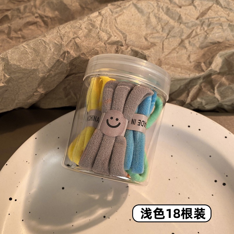 黑色20根灌裝頭繩粗簡約彩色橡皮筋高彈力耐用不勒頭發扎頭發圈女-細節圖8