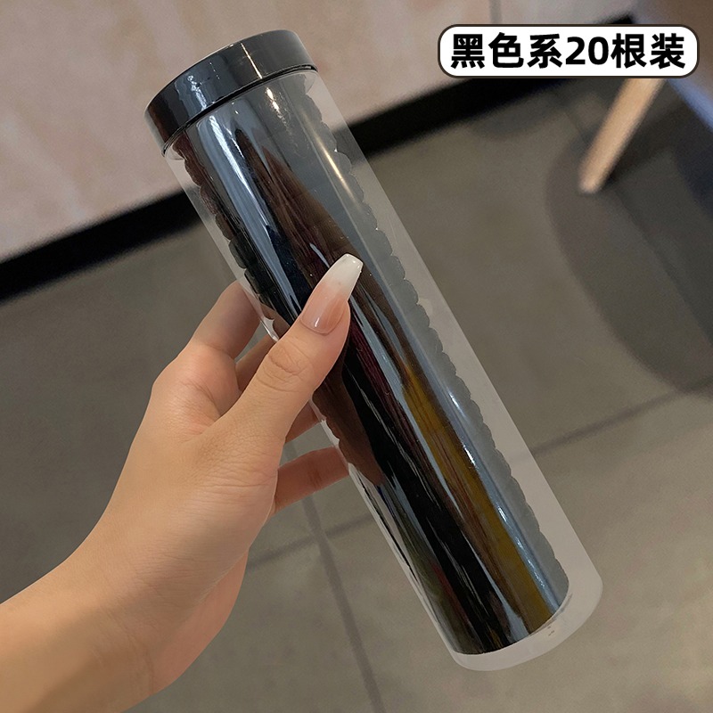 黑色20根灌裝頭繩粗簡約彩色橡皮筋高彈力耐用不勒頭發扎頭發圈女-細節圖10