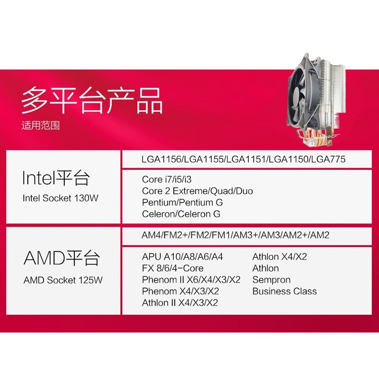 臺式機電腦超靜音CPU散熱器Intel775/1155/1151 AMD下壓式CPU風扇-細節圖4