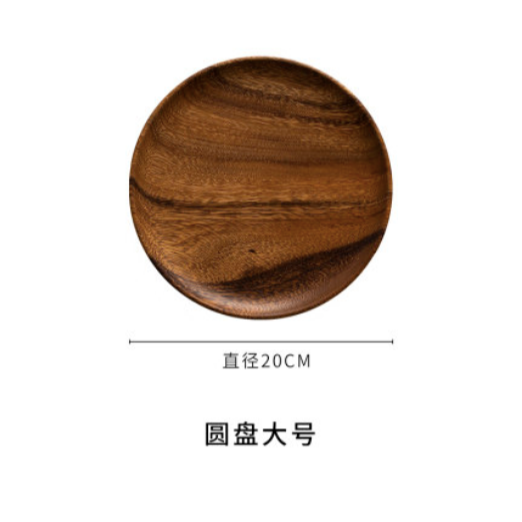 實木圓形碟子水果瓜果盤零食點心木盤木碗沙拉碗相思木黑胡桃日式-細節圖8