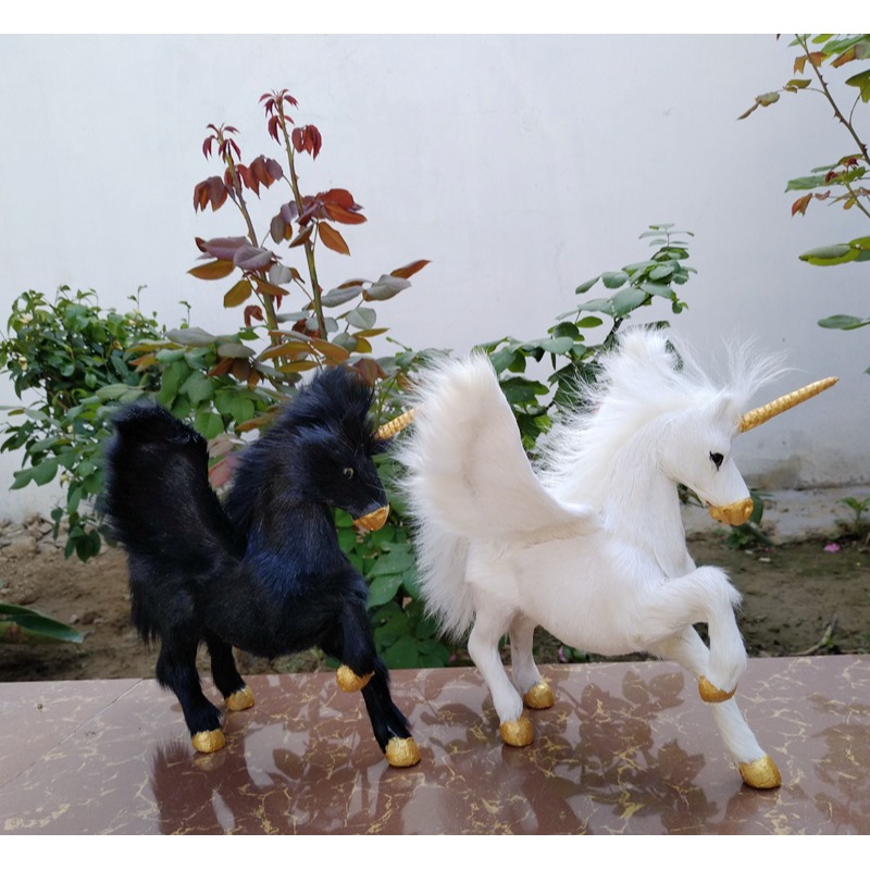 仿真馬模型獨角獸黑馬擺件新房家居女友禮物場景佈置拍照攝影道具-細節圖3