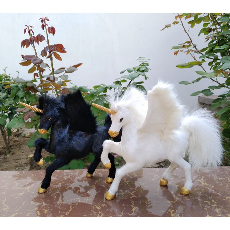 仿真馬模型獨角獸黑馬擺件新房家居女友禮物場景佈置拍照攝影道具-細節圖10