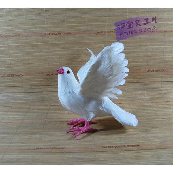 仿真鴿子擺件和平鴿羽毛鳥動物教學鴿子模型家居婚禮創意裝飾白鴿-細節圖6