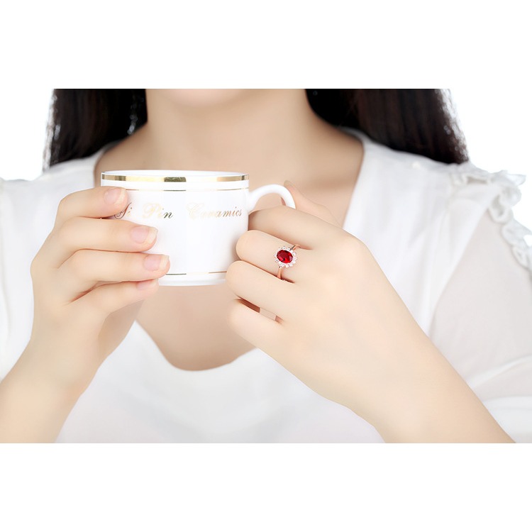 925純銀歐洲皇室紅寶石王妃戒指 女歐美玫瑰金滿鉆耳環鑲鉆手飾品-細節圖3