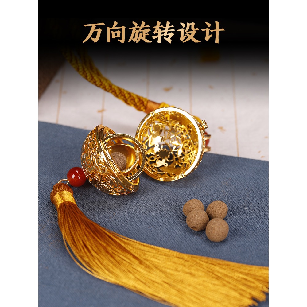 純銅葡萄花紋鳥飾香囊陜西博物館出土楊貴妃宮廷貴婦唐紋服配漢服-細節圖4