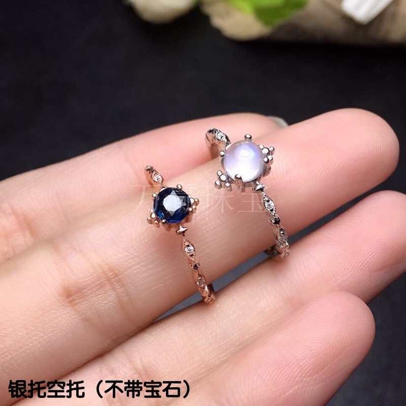 925純銀飾品指環戒指空託圓形3*3 4*4 5*5mm日韓秀氣學生百搭戒託-細節圖4
