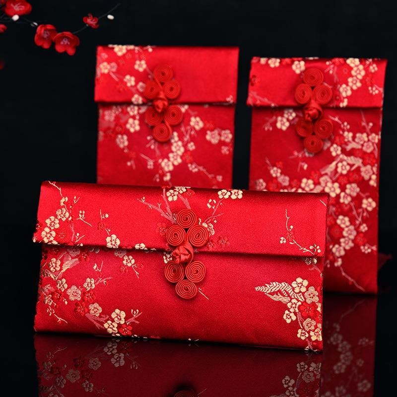 春節中國風刺繡紅包高檔綢緞錦緞紅包袋絨布藝精緻結婚萬元利是封-細節圖4