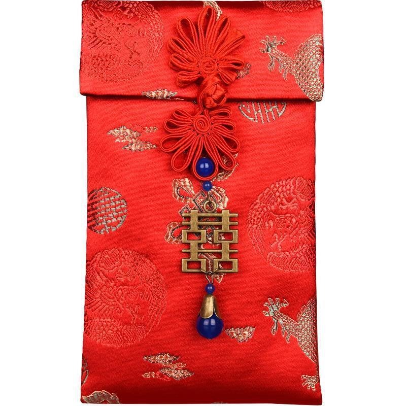 春節中國風刺繡紅包高檔綢緞錦緞紅包袋絨布藝精緻結婚萬元利是封-細節圖5