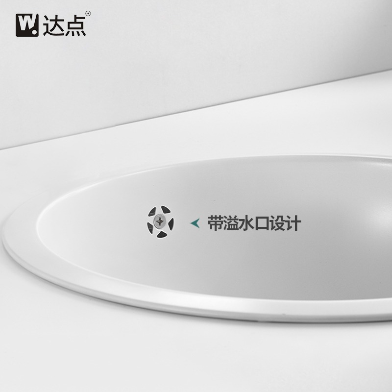達點 304不銹鋼洗手盆加厚半嵌入式臺上圓形白色衛生間洗臉盆家用-細節圖4