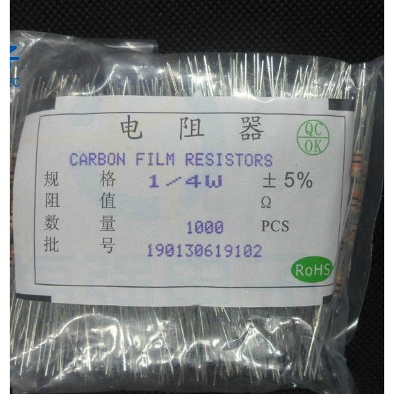 1/4W碳膜電阻 5% 1K 10K 100R 4.7K 5.1K 47K 100K 2K 470R 0R 1M-細節圖2