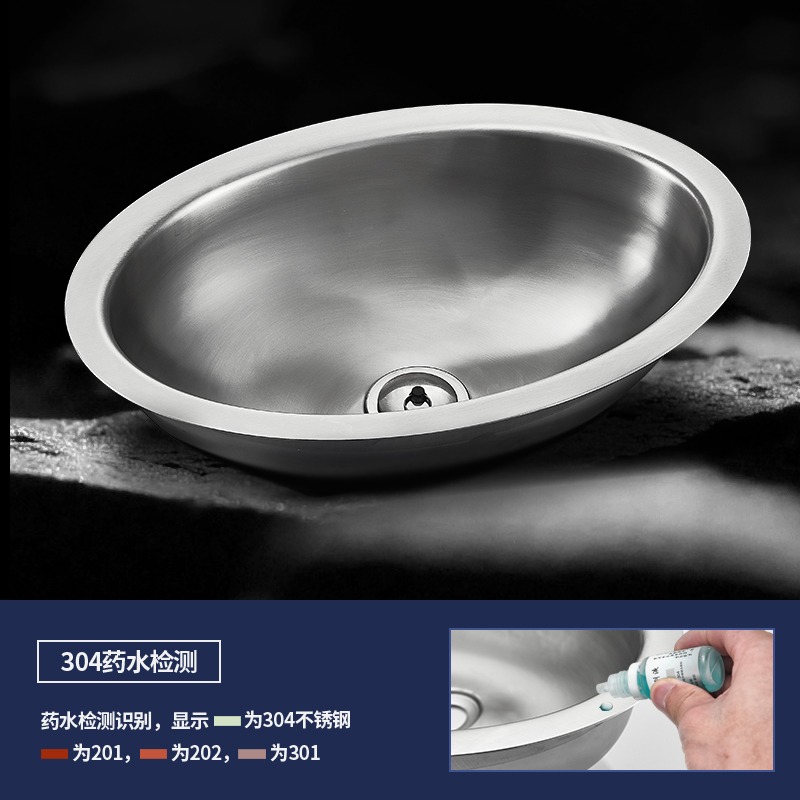 304不銹鋼迷你洗臉盆小號洗手盆小戶型橢圓臺下盆房車嵌入式面盆-細節圖3
