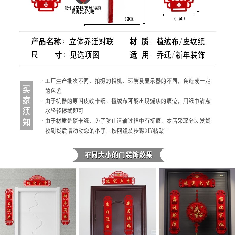 迷你小對聯喬遷對聯入戶門門對新居搬家之喜創意四字防盜門入宅-細節圖9