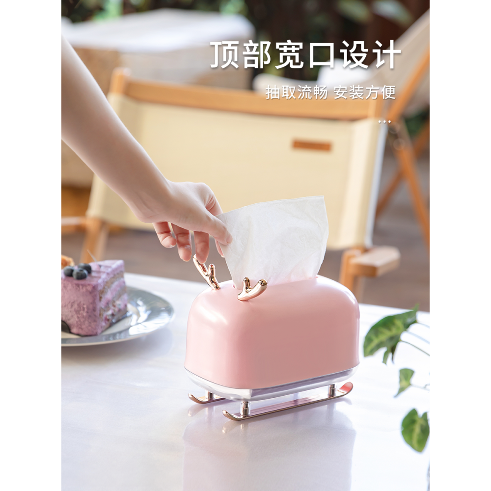 星優麋鹿紙巾盒輕奢風北歐ins客廳臥室抽紙盒擺件餐巾盒家用創意-細節圖4