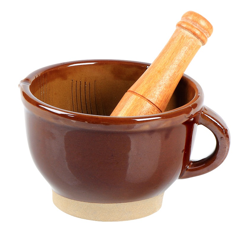 土陶擂缽湘菜館用擂辣椒皮蛋茄子家用陶瓷研磨器壓蒜泥老式搗蒜器-細節圖2